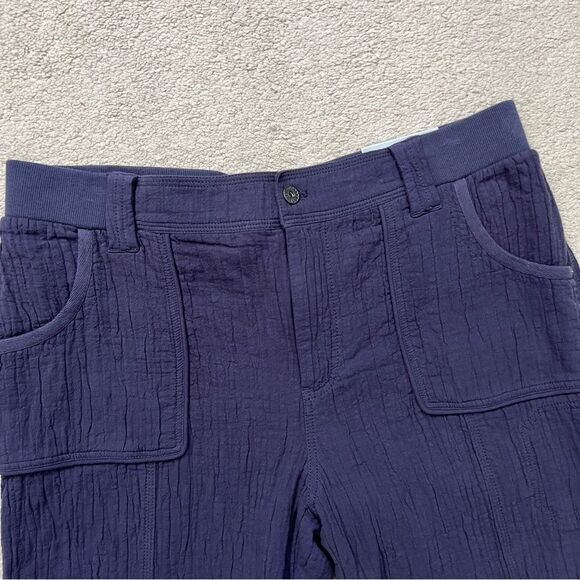 Chico's Crinkle Cotton Joggers Relaxed Pants Coastal Roll Tab 2.5 / L / 14 NEW - Picture 4 of 10